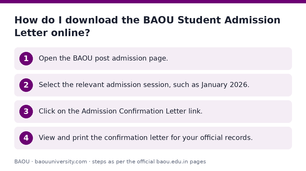 BAOU: How do I download the BAOU Student Admission Letter online? — step-by-step